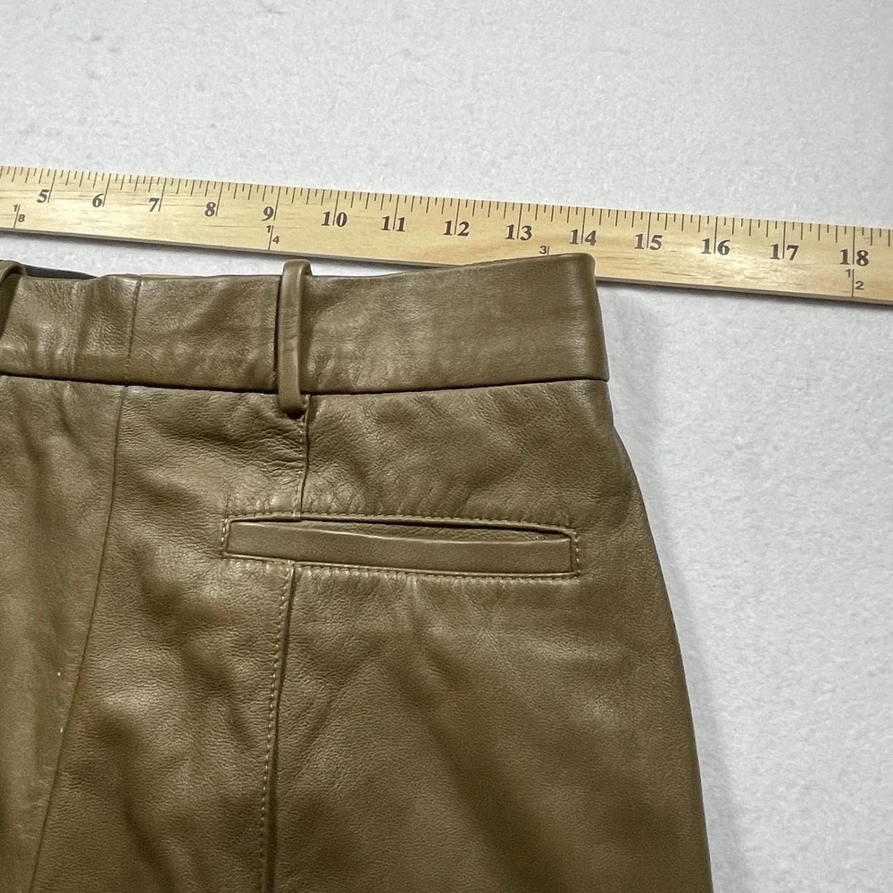 Tory Burch Brown 100% Lamb Leather Pleated Pants Women's Size 6 Tapered
